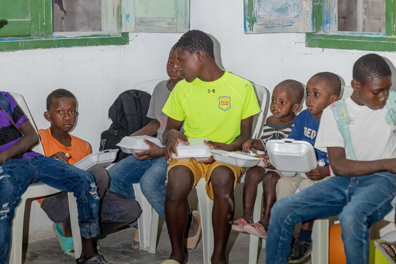 Children Waiting for Food Boxes